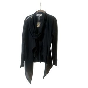 Patrizia Luca Milano wrap sweater black linen blend sz Small NWOT